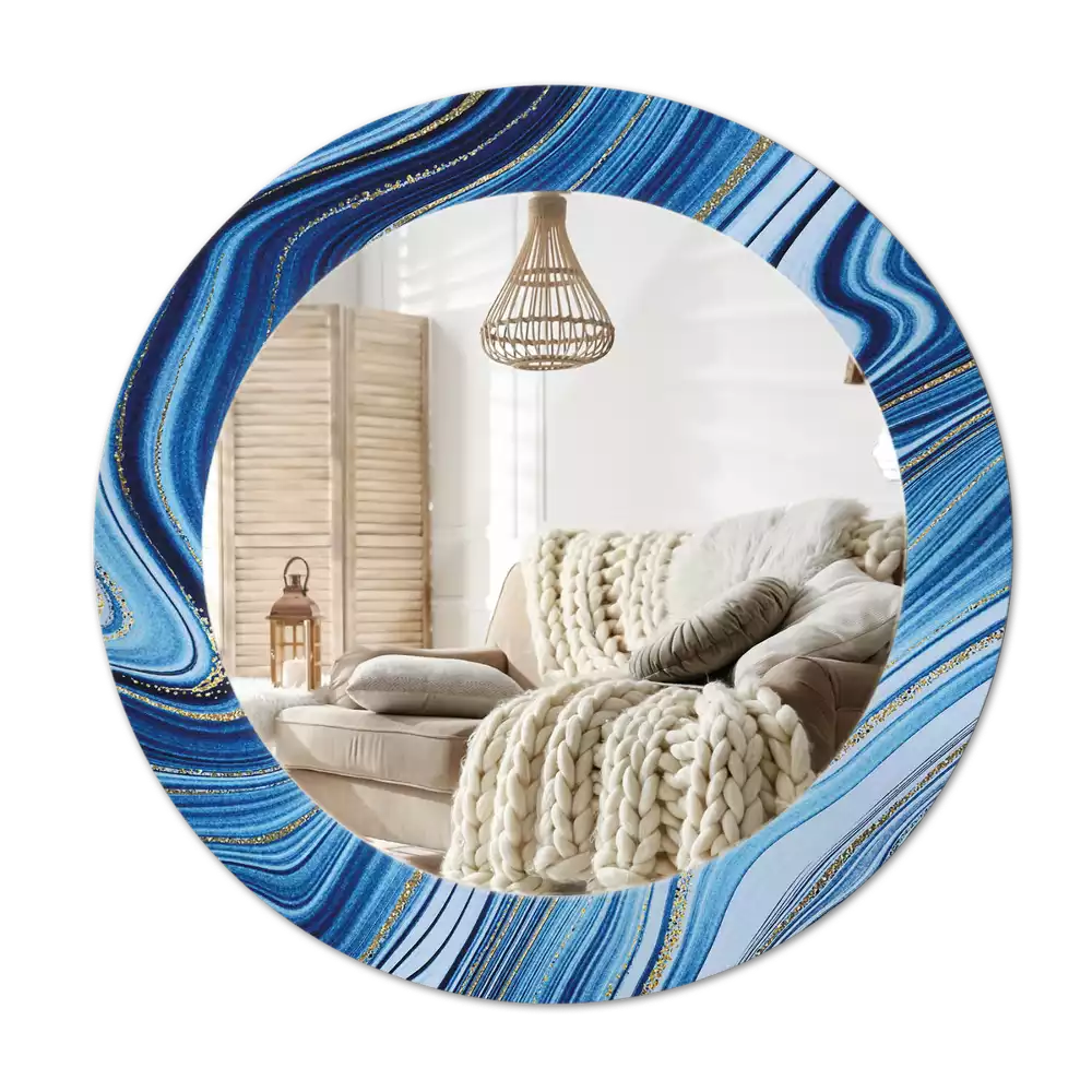 Miroir rond avec décoration Rivière marbrée