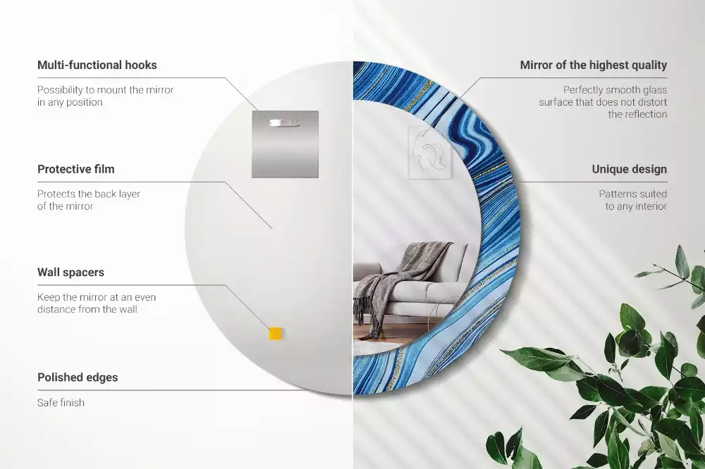 Miroir rond avec décoration Rivière marbrée