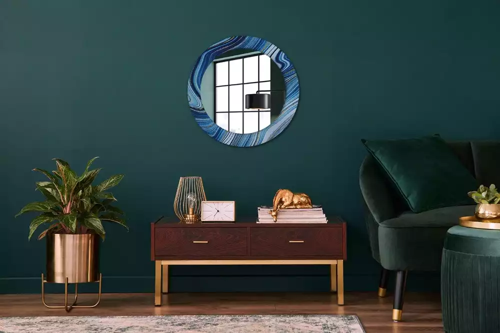 Miroir rond avec décoration Rivière marbrée