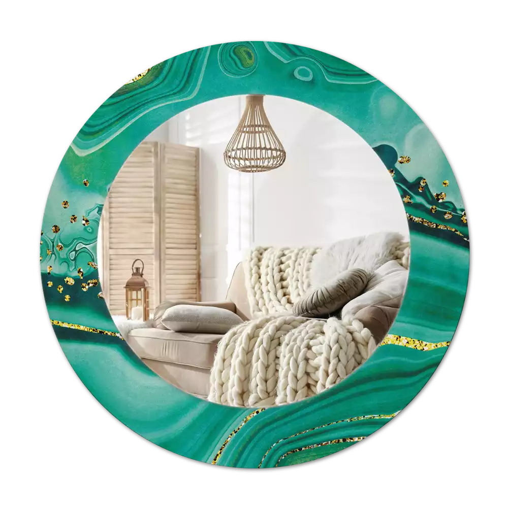 Miroir rond imprimé Marbre agate