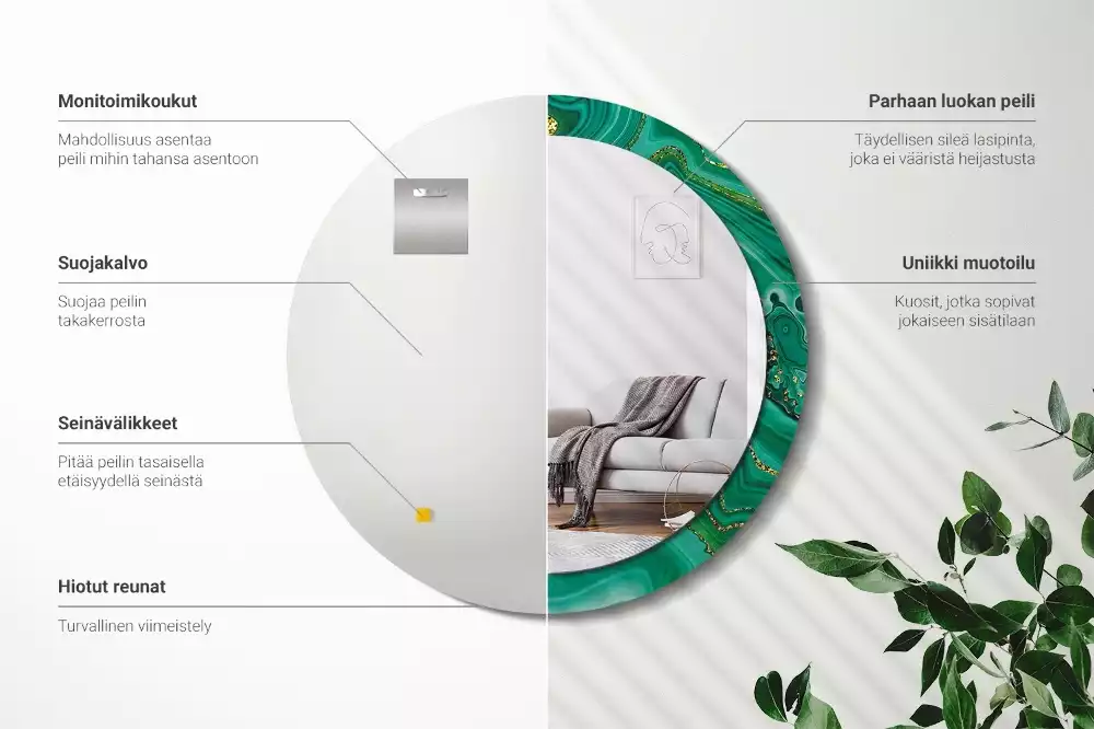 Miroir rond imprimé Marbre agate