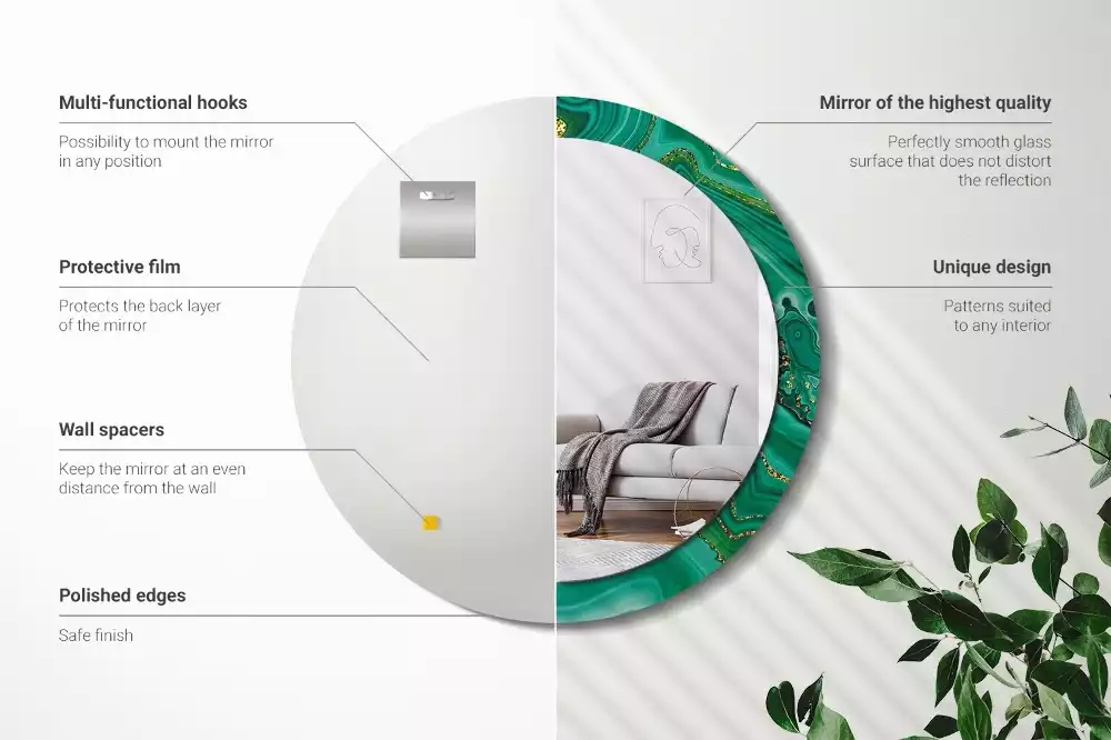 Miroir rond imprimé Marbre agate