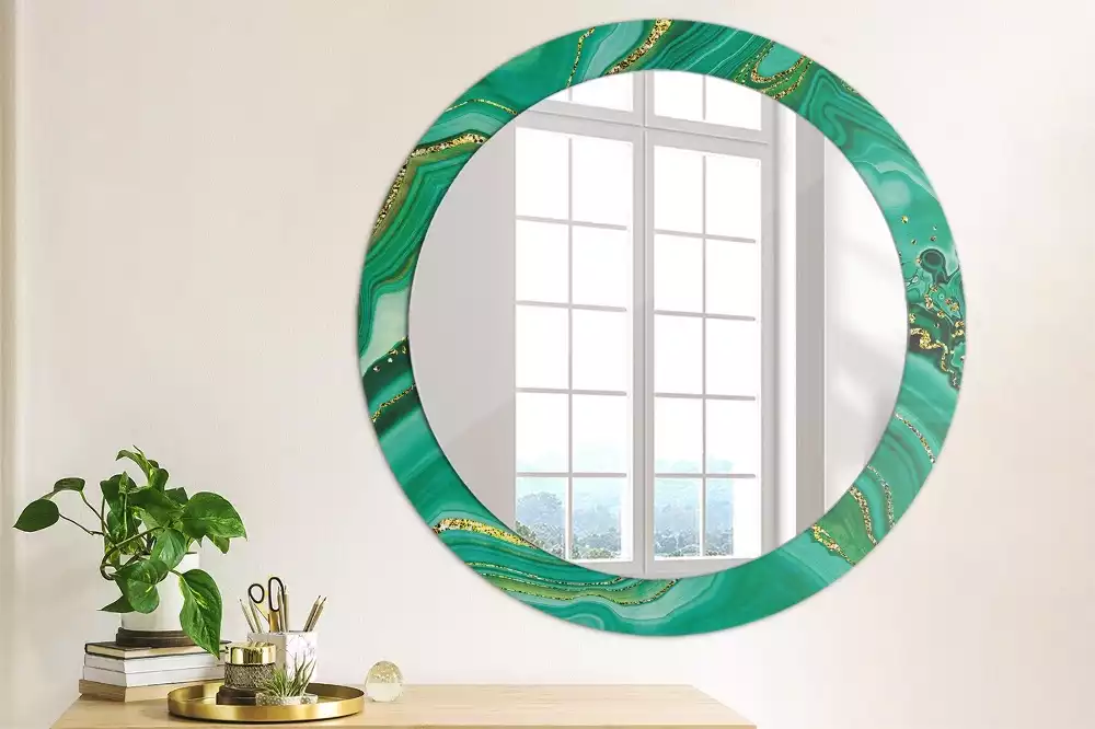 Miroir rond imprimé Marbre agate