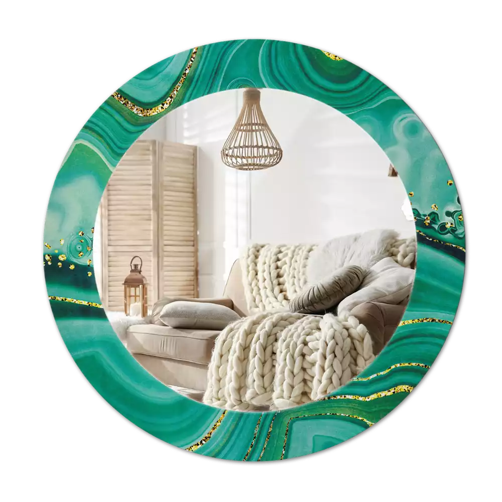 Miroir rond imprimé Marbre agate