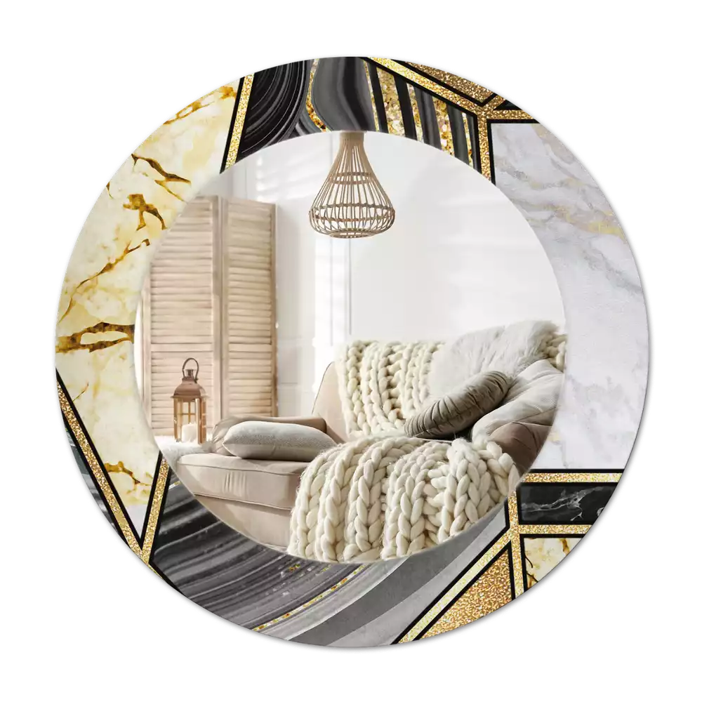 Miroir rond avec décoration Style marbré