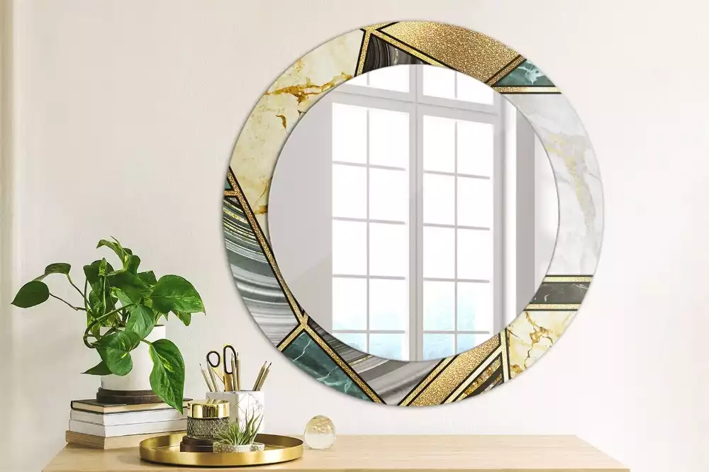 Miroir rond avec décoration Style marbré