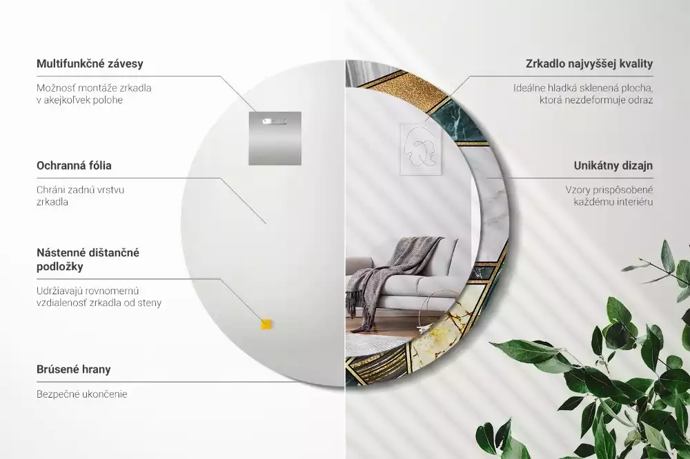 Miroir rond avec décoration Style marbré