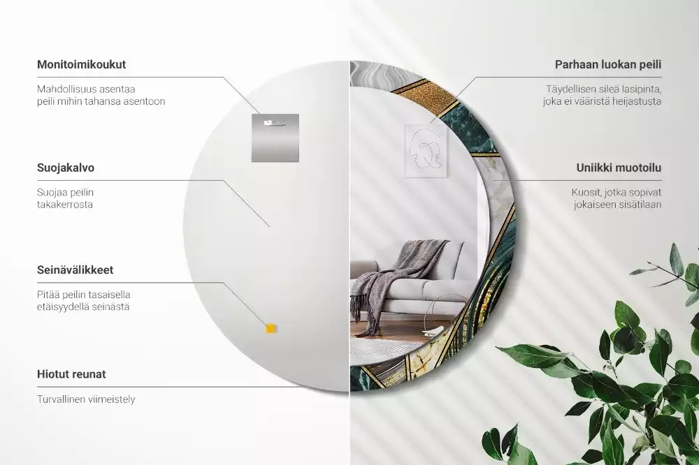 Miroir rond avec décoration Style marbré