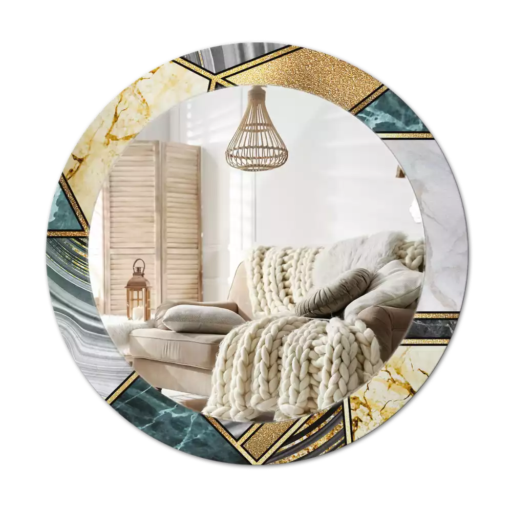 Miroir rond avec décoration Style marbré