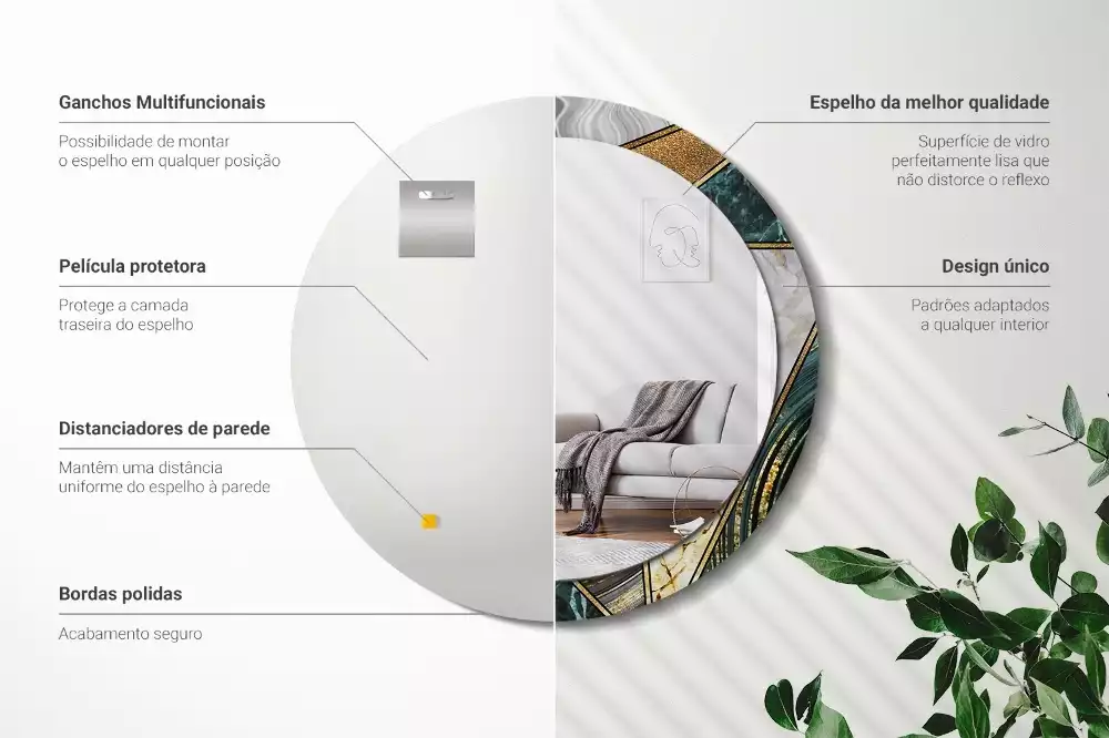 Miroir rond avec décoration Style marbré