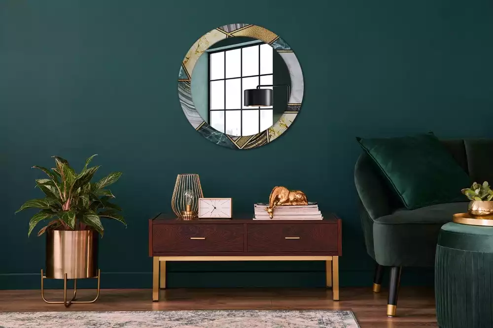Miroir rond avec décoration Style marbré