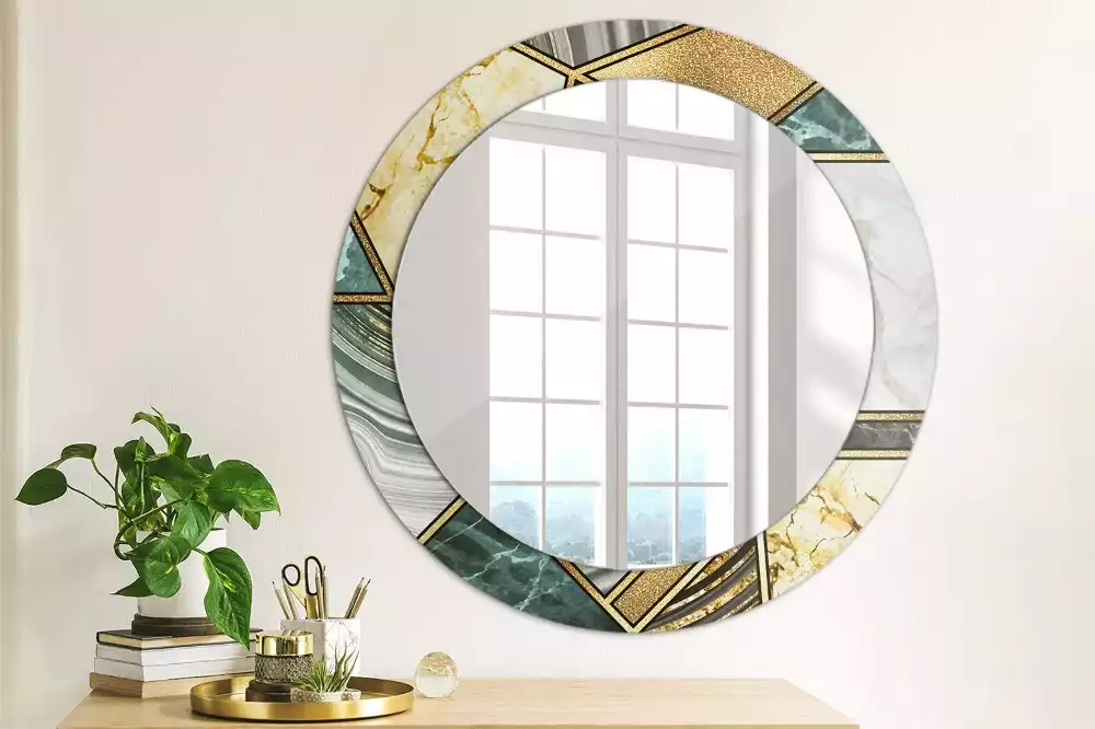 Miroir rond avec décoration Style marbré