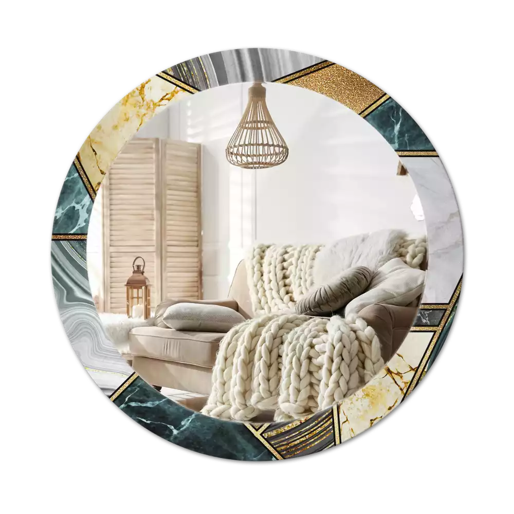 Miroir rond avec décoration Style marbré