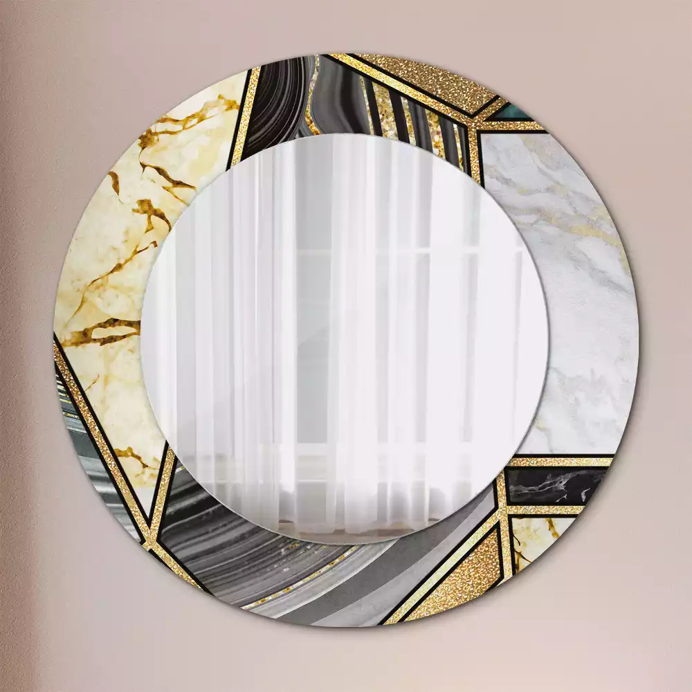 Miroir rond avec décoration Style marbré
