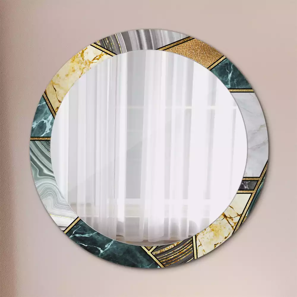 Miroir rond avec décoration Style marbré