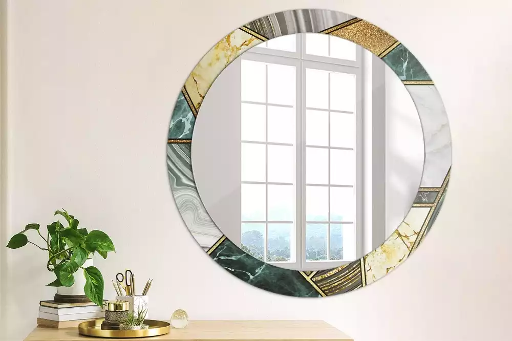 Miroir rond avec décoration Style marbré