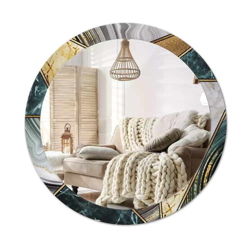 Miroir rond avec décoration Style marbré