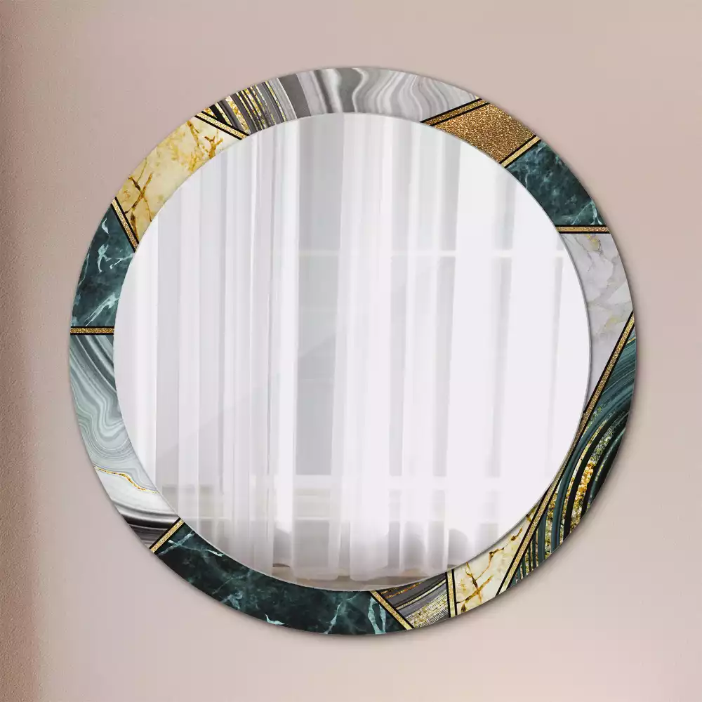 Miroir rond avec décoration Style marbré