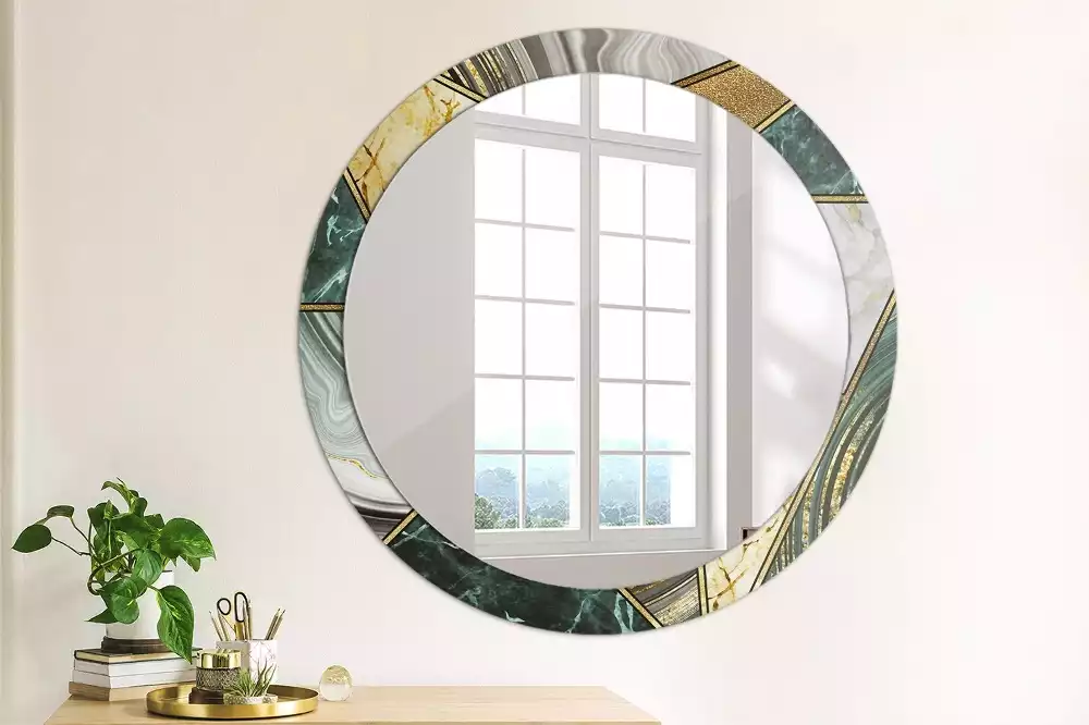 Miroir rond avec décoration Style marbré