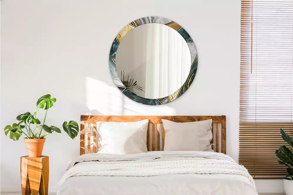 Miroir rond avec décoration Style marbré
