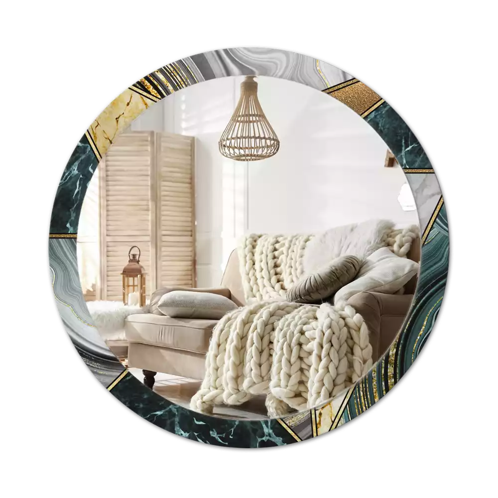 Miroir rond avec décoration Style marbré