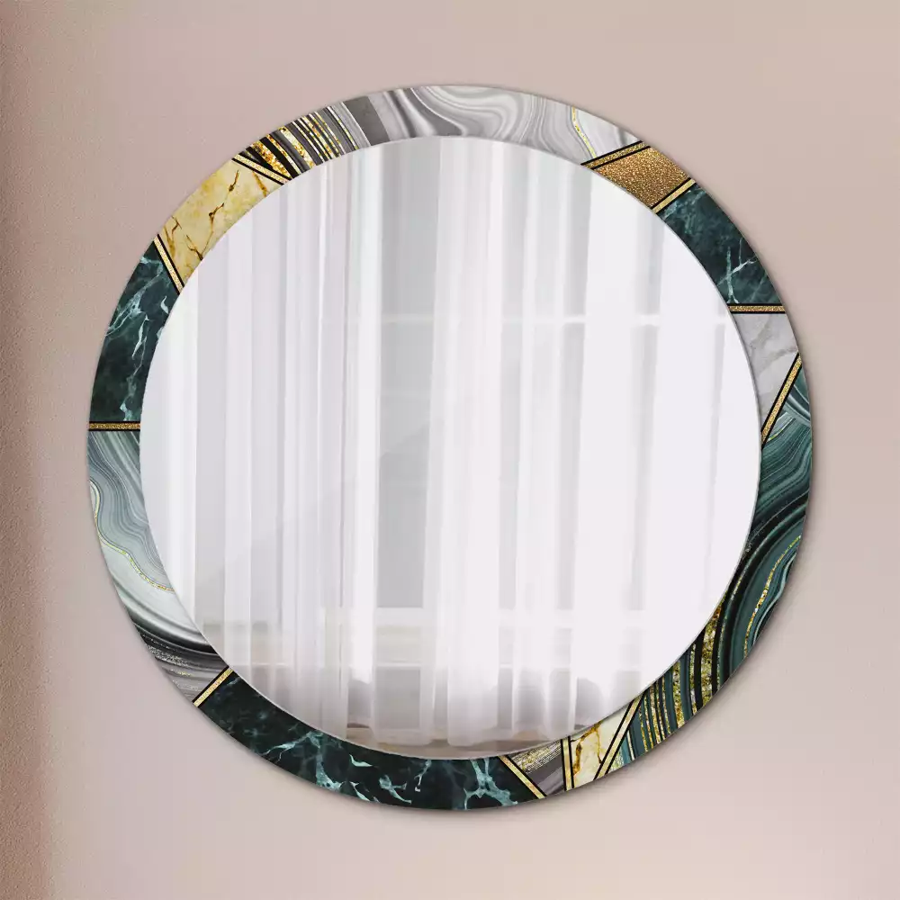Miroir rond avec décoration Style marbré