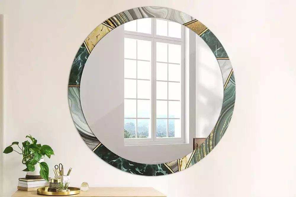 Miroir rond avec décoration Style marbré