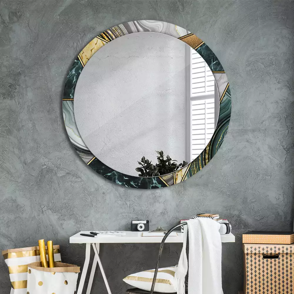 Miroir rond avec décoration Style marbré
