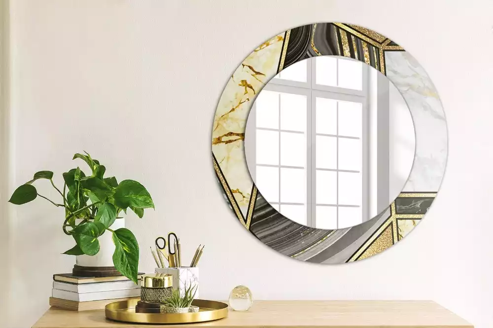 Miroir rond avec décoration Style marbré