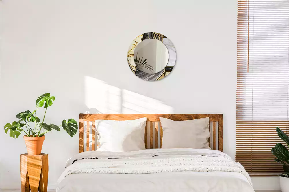 Miroir rond avec décoration Style marbré