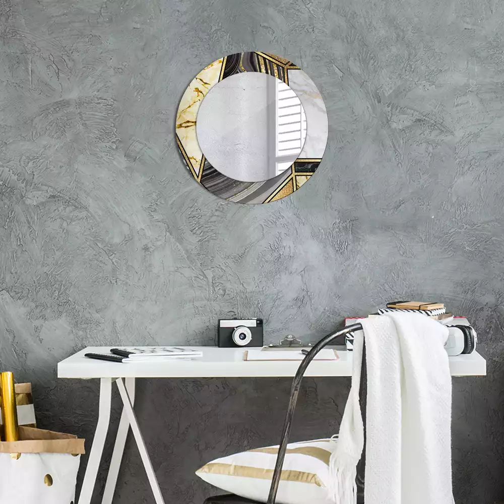 Miroir rond avec décoration Style marbré