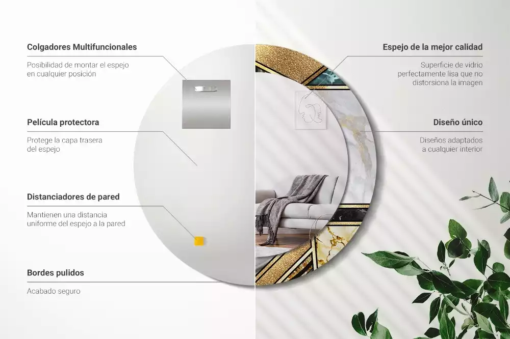 Miroir rond avec décoration Style marbré