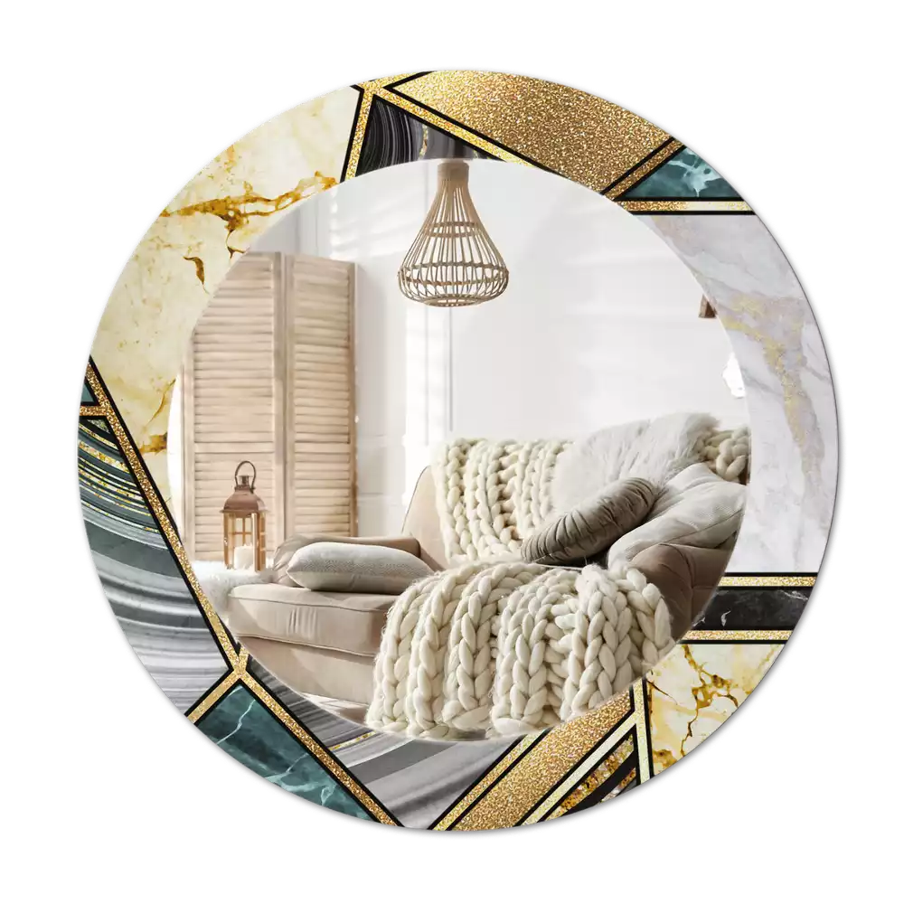 Miroir rond avec décoration Style marbré
