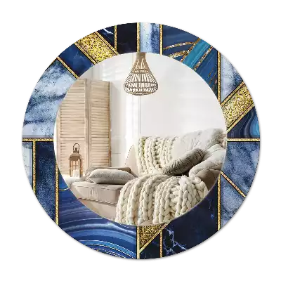 Miroir rond cadre avec impression Marbre moderne