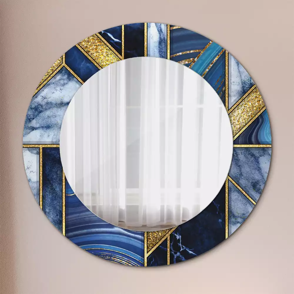Miroir rond cadre avec impression Marbre moderne