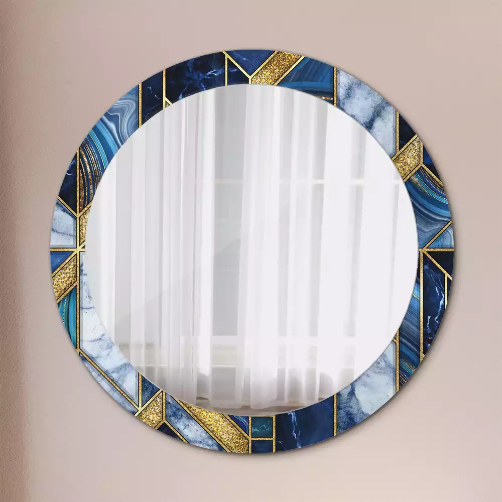 Miroir rond cadre avec impression Marbre moderne