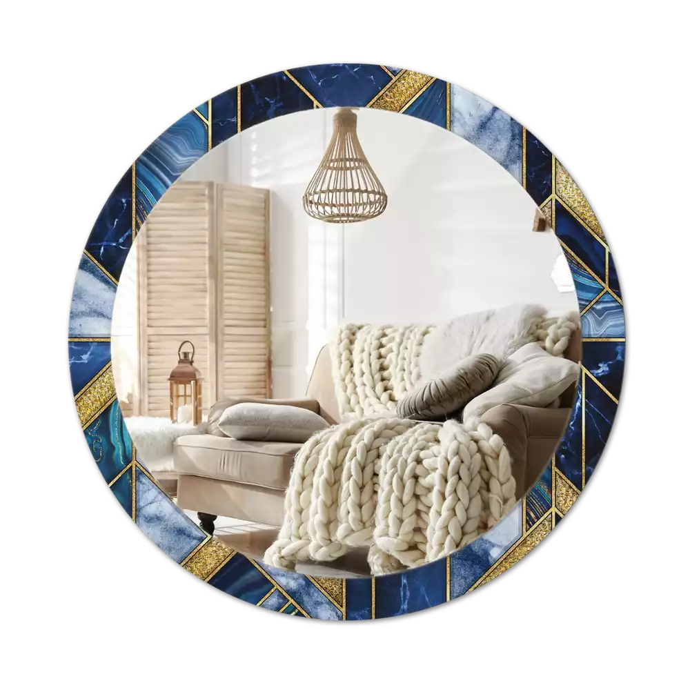 Miroir rond cadre avec impression Marbre moderne