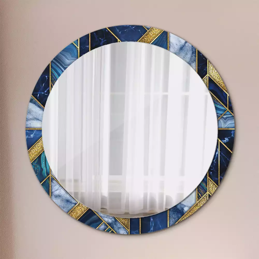 Miroir rond cadre avec impression Marbre moderne