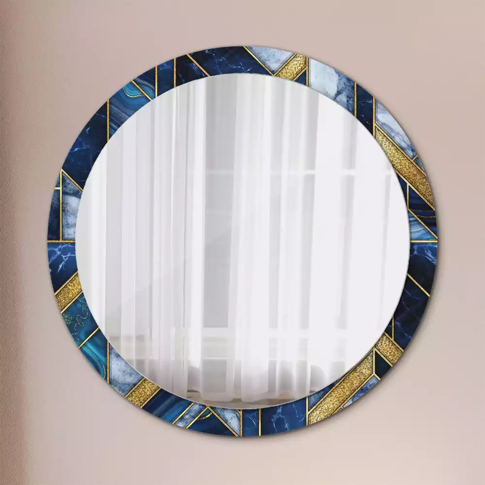 Miroir rond cadre avec impression Marbre moderne