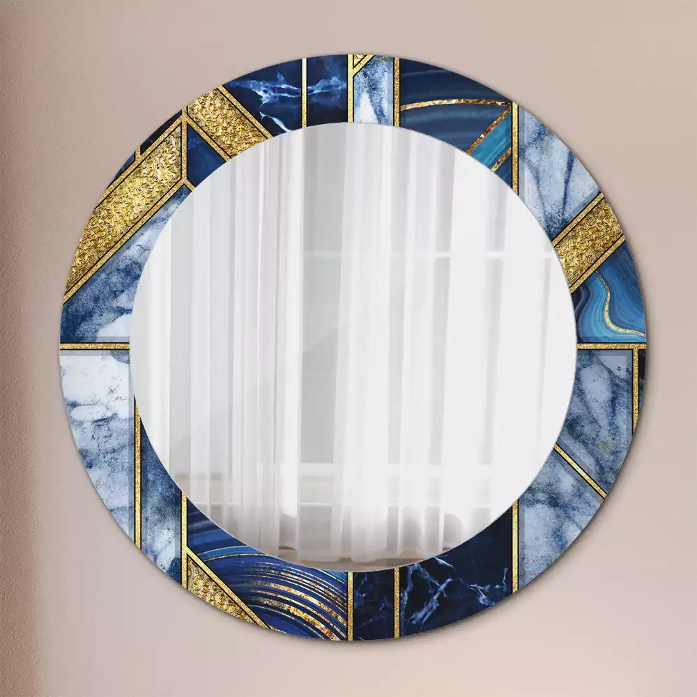 Miroir rond cadre avec impression Marbre moderne