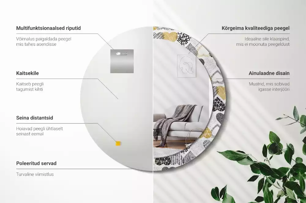 Miroir rond avec décoration Cœurs doodle