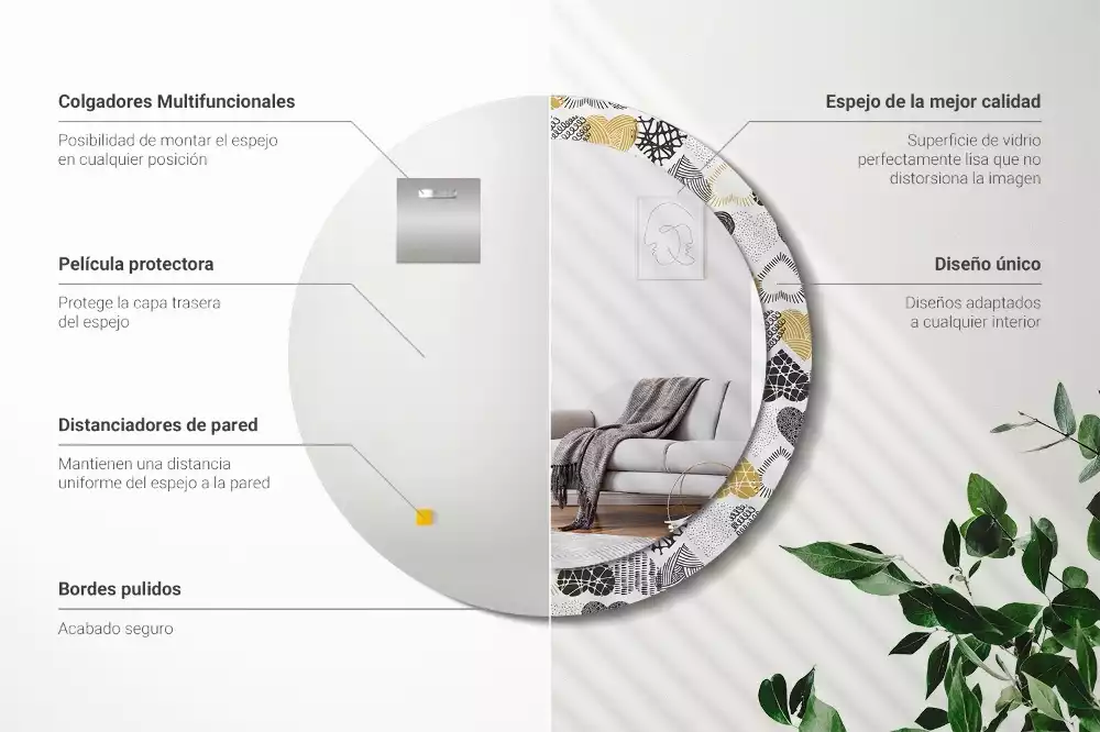 Miroir rond avec décoration Cœurs doodle