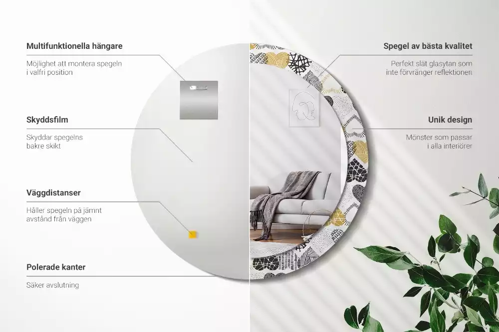 Miroir rond avec décoration Cœurs doodle