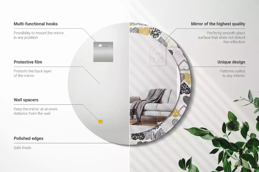 Miroir rond avec décoration Cœurs doodle