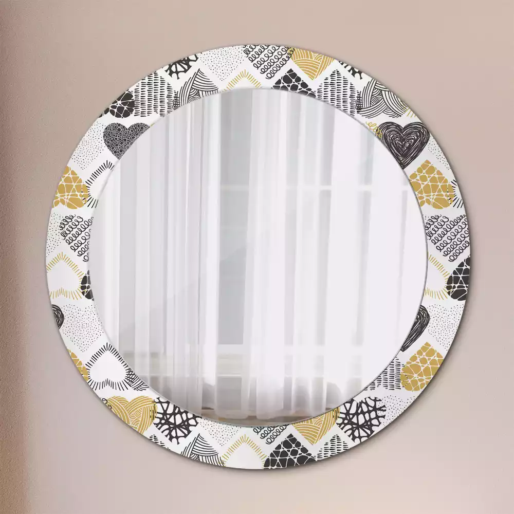 Miroir rond avec décoration Cœurs doodle
