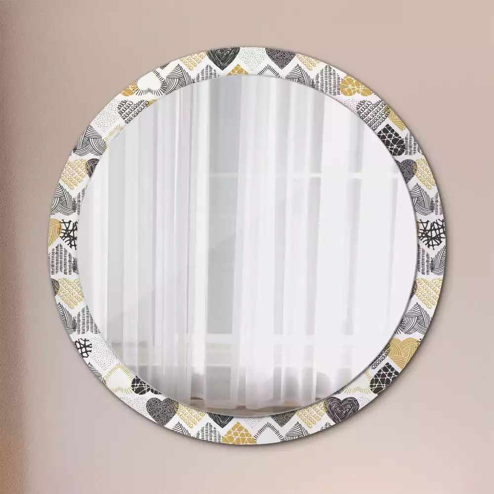 Miroir rond avec décoration Cœurs doodle