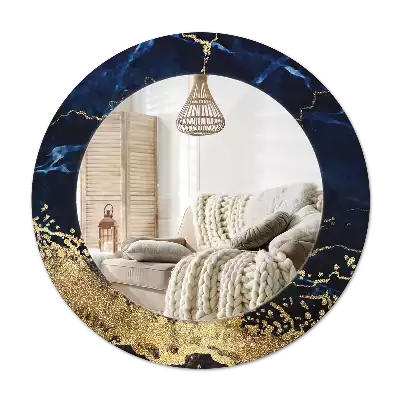 Miroir rond imprimé Marbre bleu