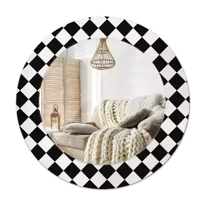 Miroir rond cadre avec impression Échiquier bureau