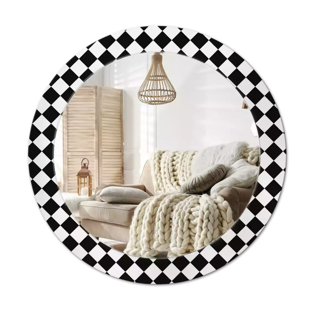 Miroir rond cadre avec impression Échiquier bureau