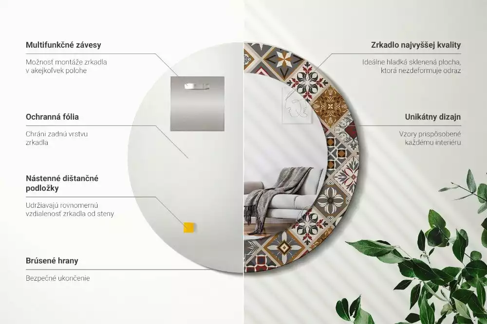 Miroir rond avec décoration Motif turc